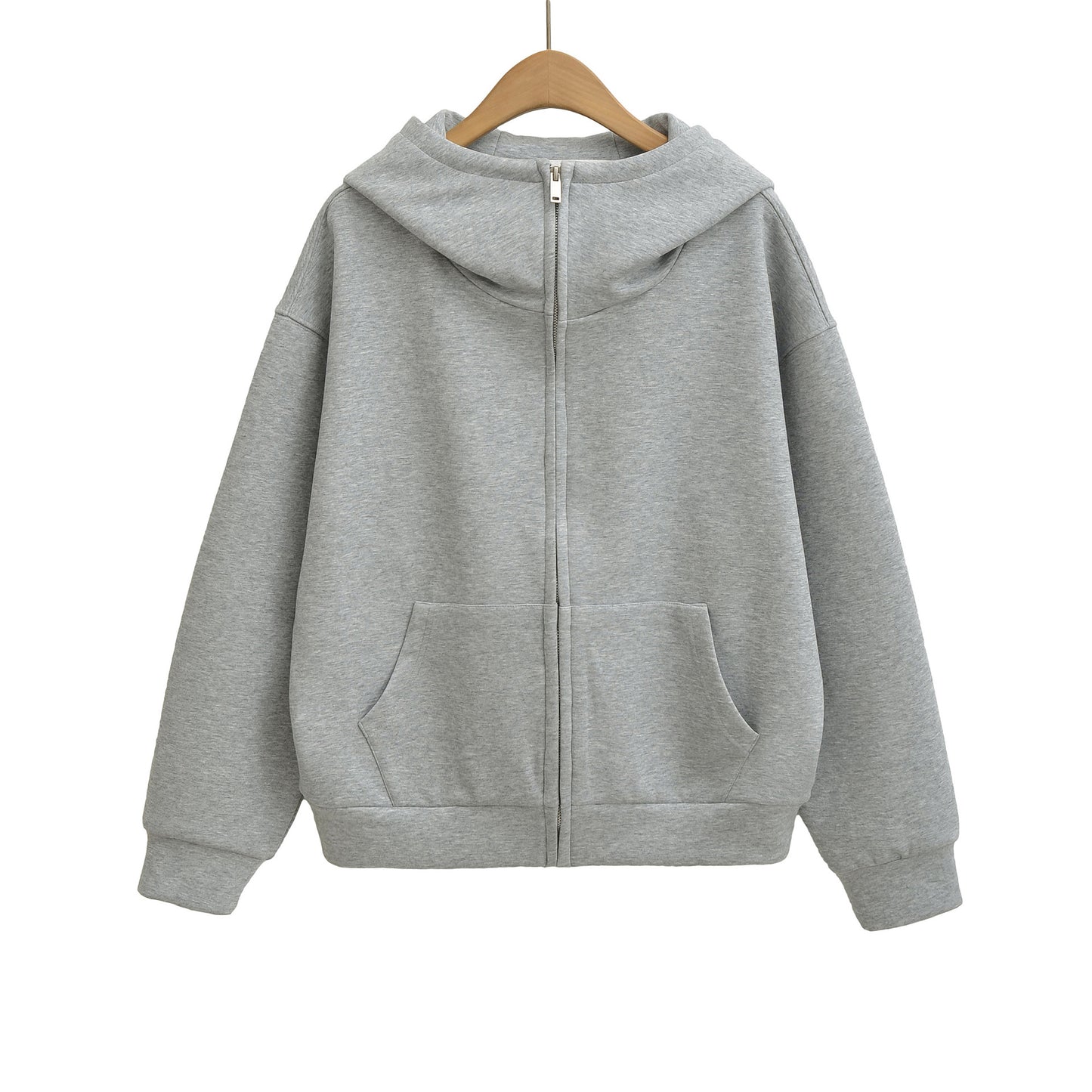 Long sleeved zipper women's warm hooded lazy hoodie cardigan