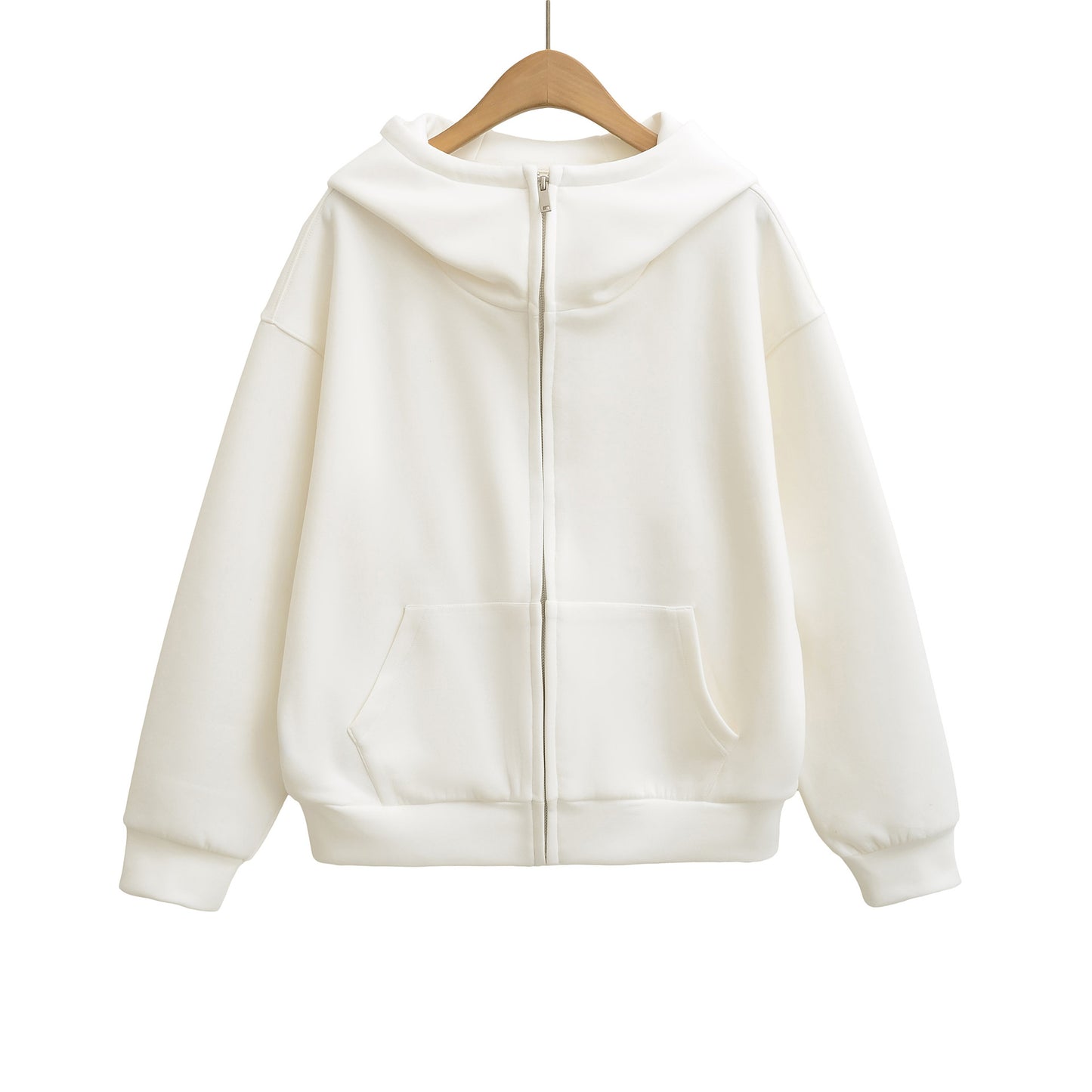 Long sleeved zipper women's warm hooded lazy hoodie cardigan